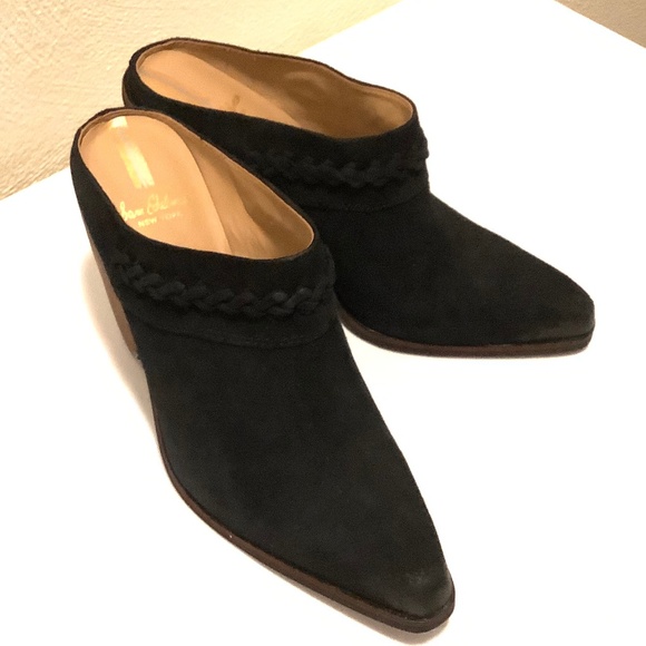 Sam Edelman Shoes - Alison Western Mule Black Suede Leather Heeled Mule 7 Boho Business Casual